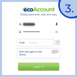 Syötä EcoPayz nettilompakkosi tunnukset