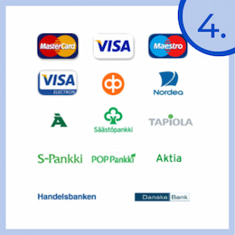 Käytä verkkopankkitunnuksia tai maksukorttia