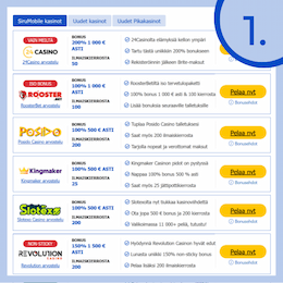 Valitse sopiva bonus listalta