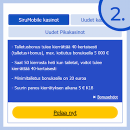 Tutustu bonusehtoihin