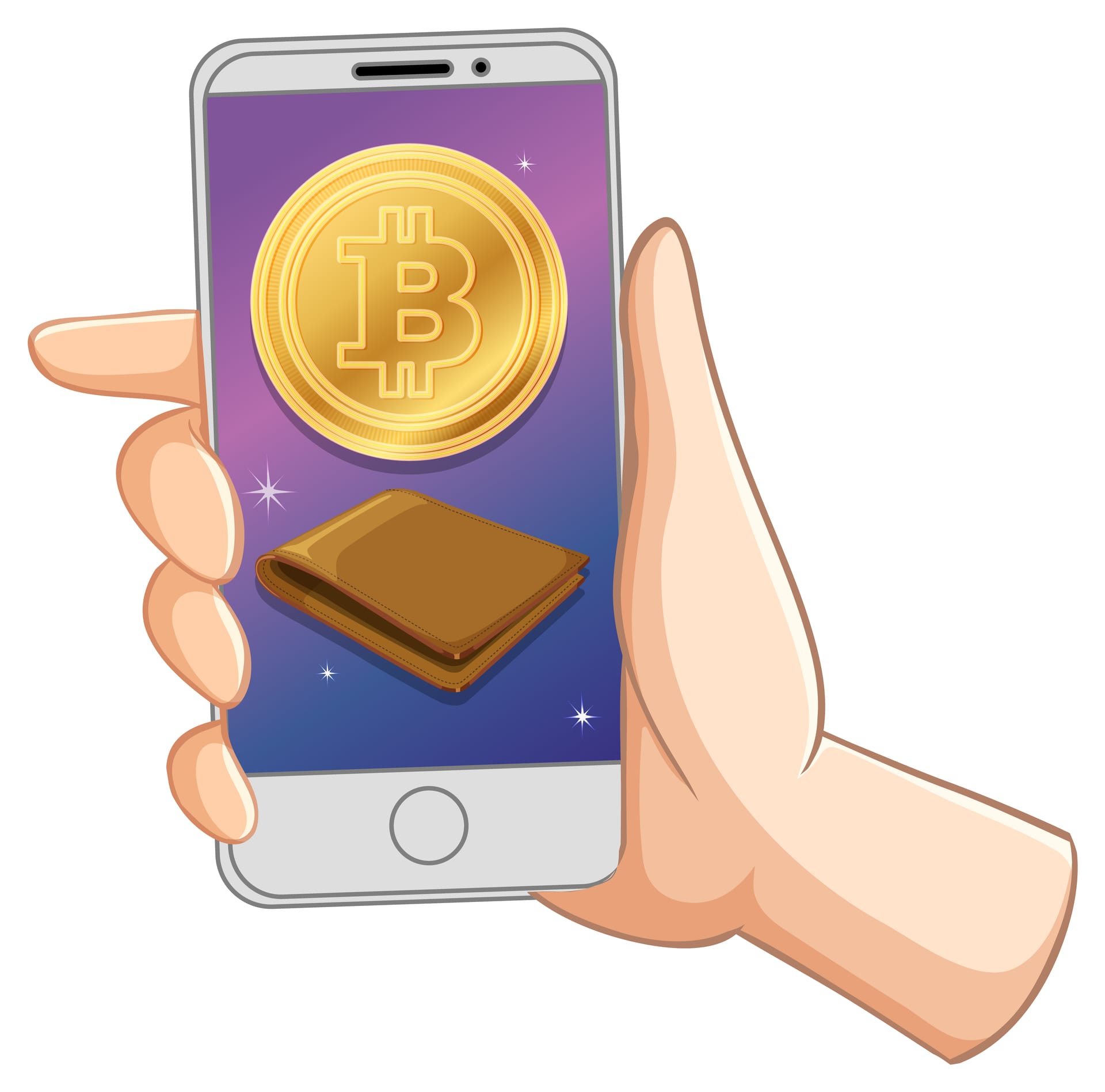 Bitcoin-kolikoita ja kasinobonussymboli mobiilinäytöllä